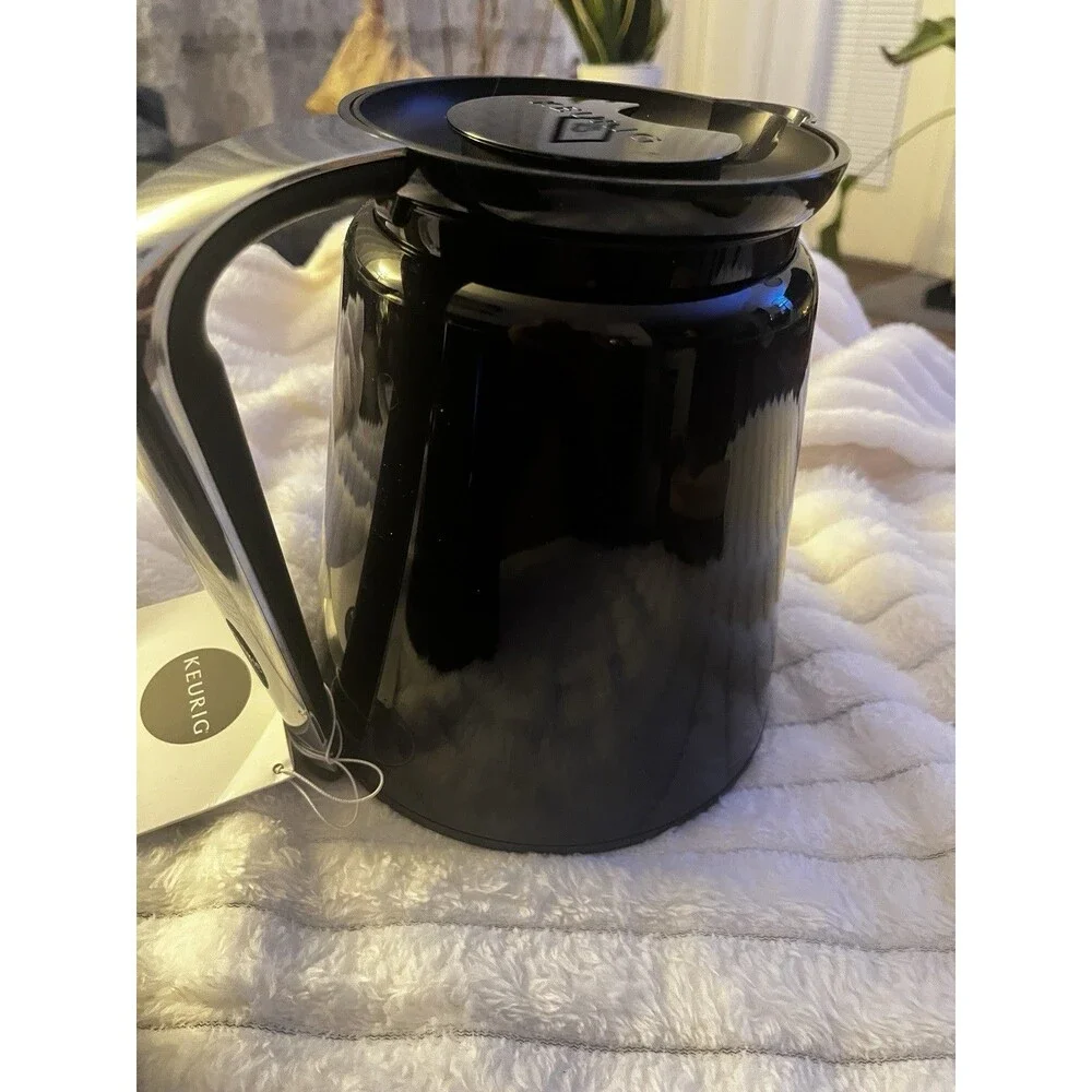 Replacement Carafe For Keurig 2.0 Black and Chrome Coffee Pot and Lid 4 Cup